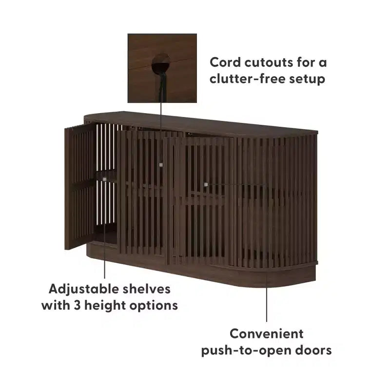 Buffet en bois massif Plank+Beam Contour avec 3 portes, meuble TV de 59 po pour salon
