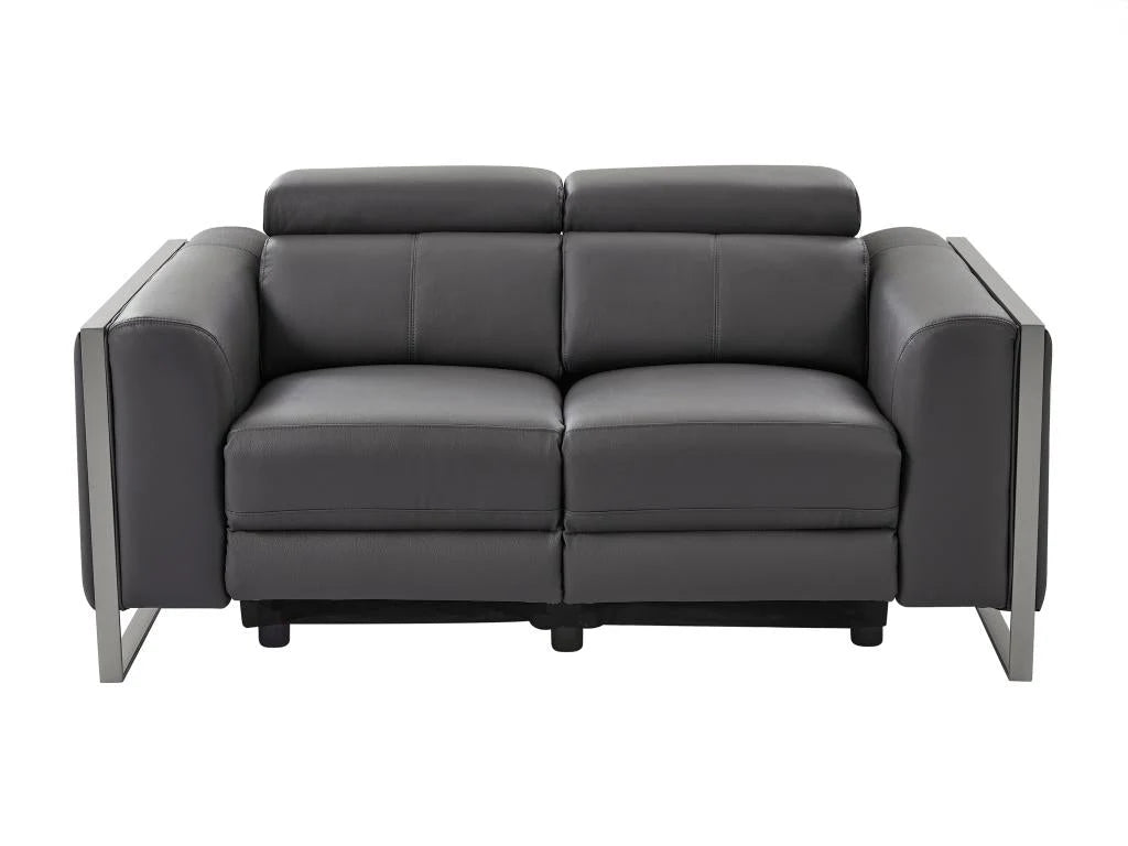 Canapé 2 places Meublori électrique en cuir gris anthracite Meublori