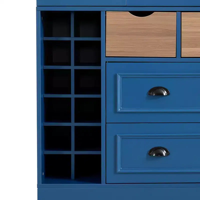 Despensa de cocina independiente Whisen de 71'' de altura, armario grande de almacenamiento para comedor con aparador, 4 puertas plegables, estantes y botelleros