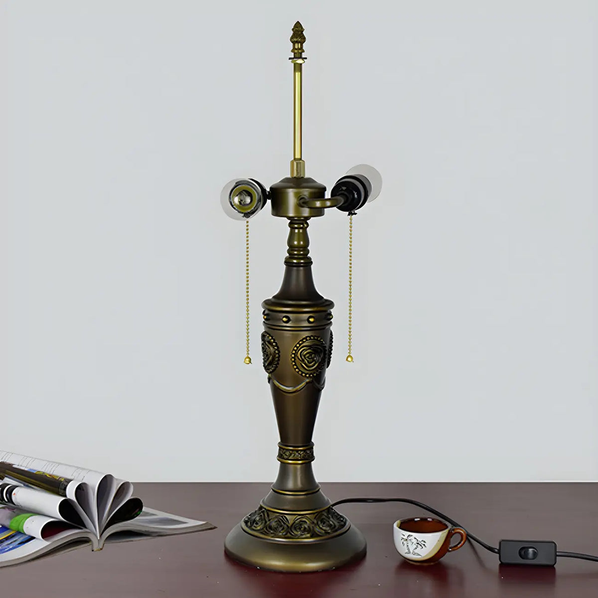 HomeyFad 2-Light Vintage Stainless Glass Dome Table Lamp