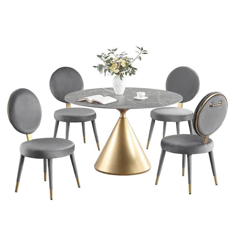 Set Morden Fort moderno e lussuoso composto da tavolo da pranzo rotondo e 4 sedie