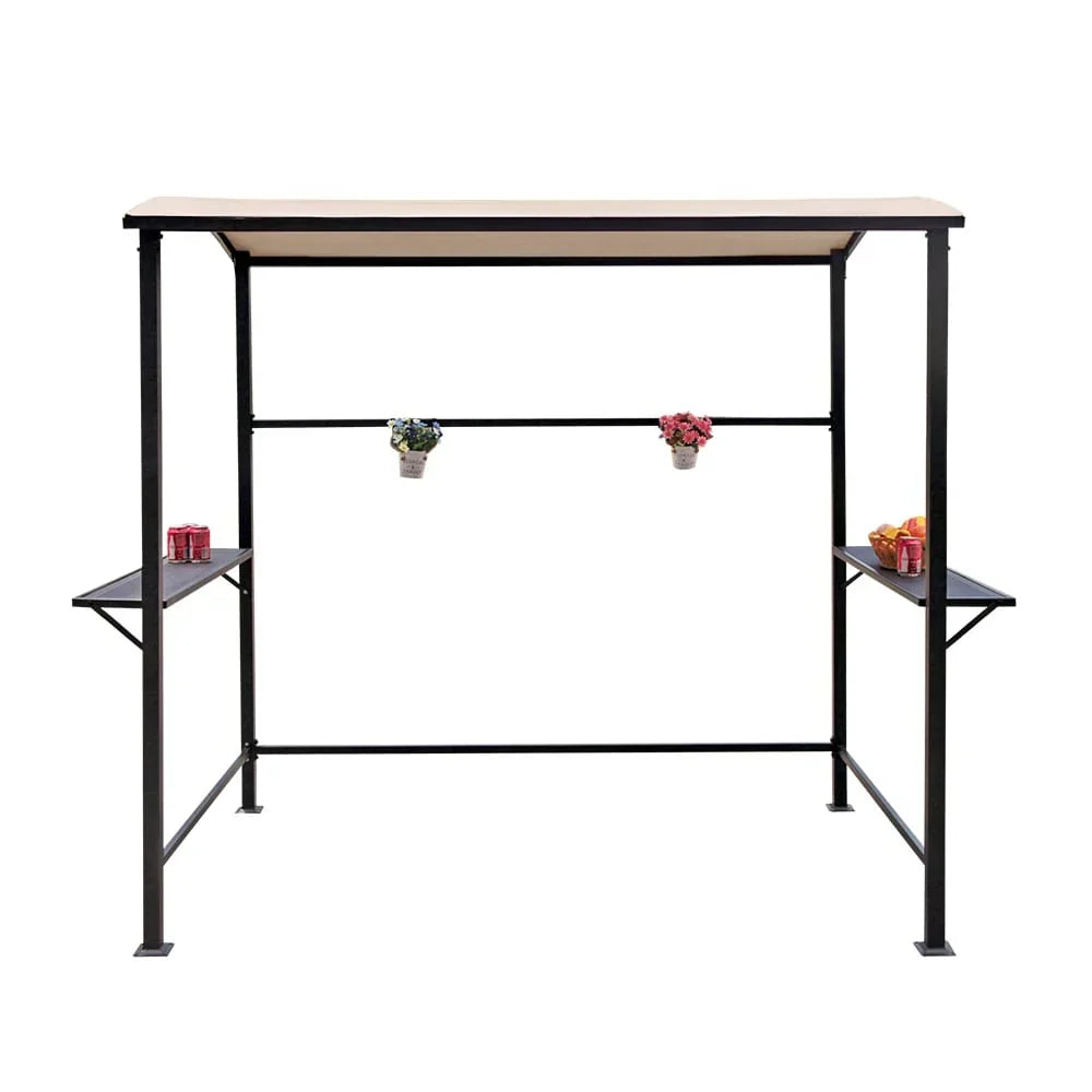 Buitenpaviljoen met grilloverkapping van 5 ft x 8 ft, stalen frame, barbecuebeschutting