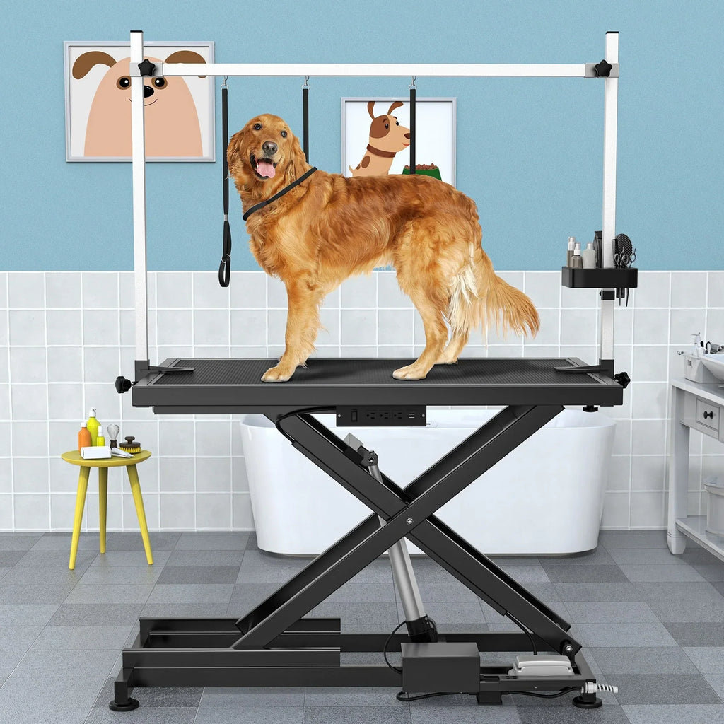 Professioneller elektrischer Hundeschertisch für große Hunde, robuster Tierpflegetisch mit Hundepflegearm aus Aluminium – 50'' B