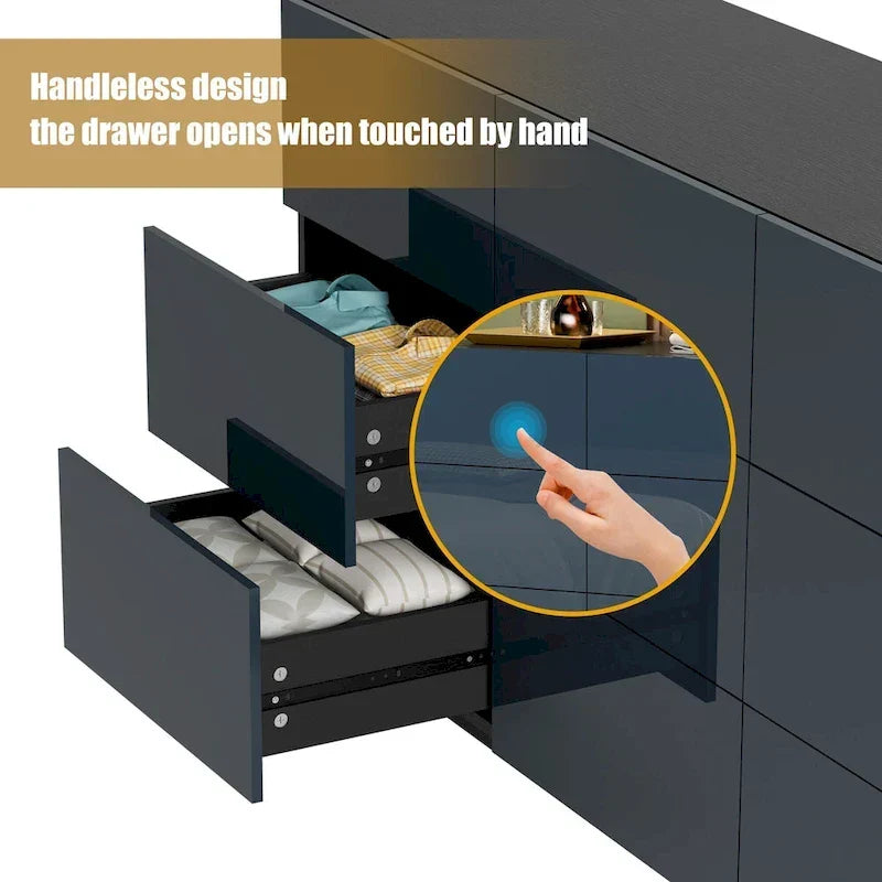 Meuble de rangement et commode à 9 tiroirs, armoire colonne organisatrice pour chambre avec éclairage