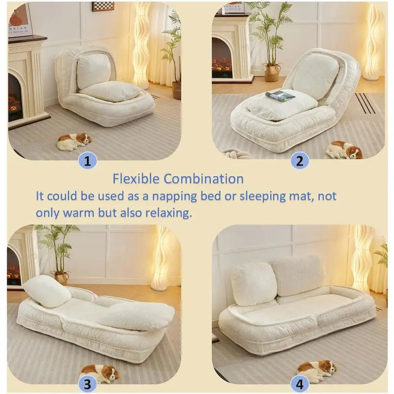 Canapé inclinable, 5 positions réglables, pour s’asseoir, dormir, plier, idéal pour la chambre ou le salon