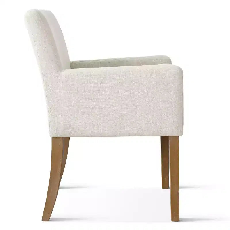 Set of 6 Upholstered Dining Chairs with Arms, Modern Linen Armchairs with Wooden Legs, Accent Chairs for Dining Room, Living Room - Panipeachy