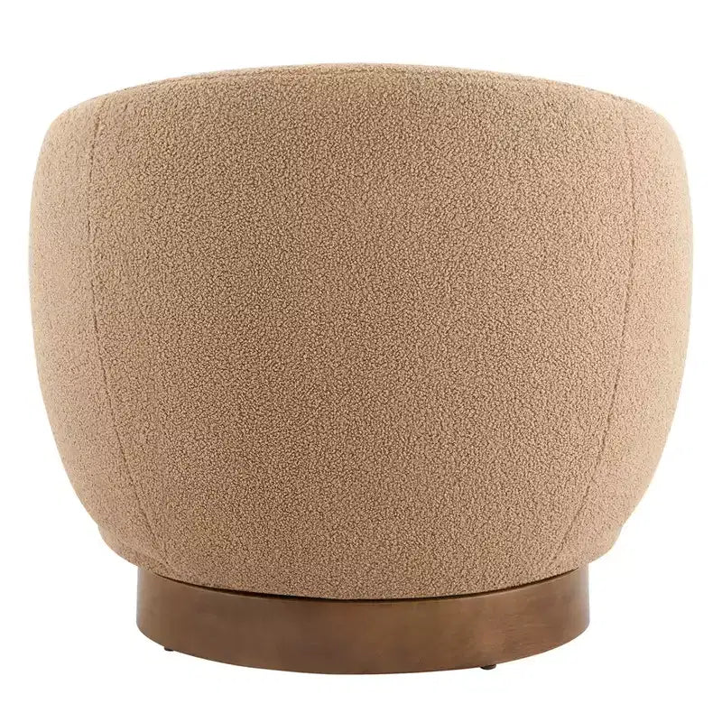 Poltrona barrel girevole imbottita d'accento Spruce&Spring con base in legno