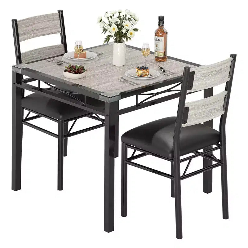 Set da tavolo da pranzo per 4 persone con 4 sedie imbottite, set da 5 pezzi in legno per cucina e sala da pranzo con protezioni angolari, per cucina, appartamento e piccoli spazi