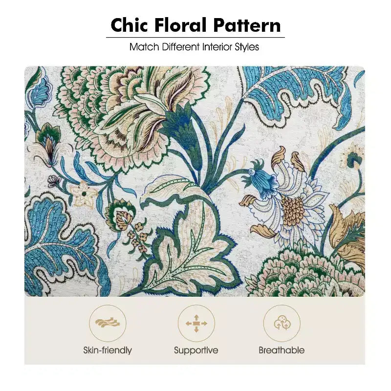 Araceli hagyományos, fából készült, virágmintás kárpitozott szárnyas fotel szegecses díszítéssel| ART OF LIVING DESIGNS