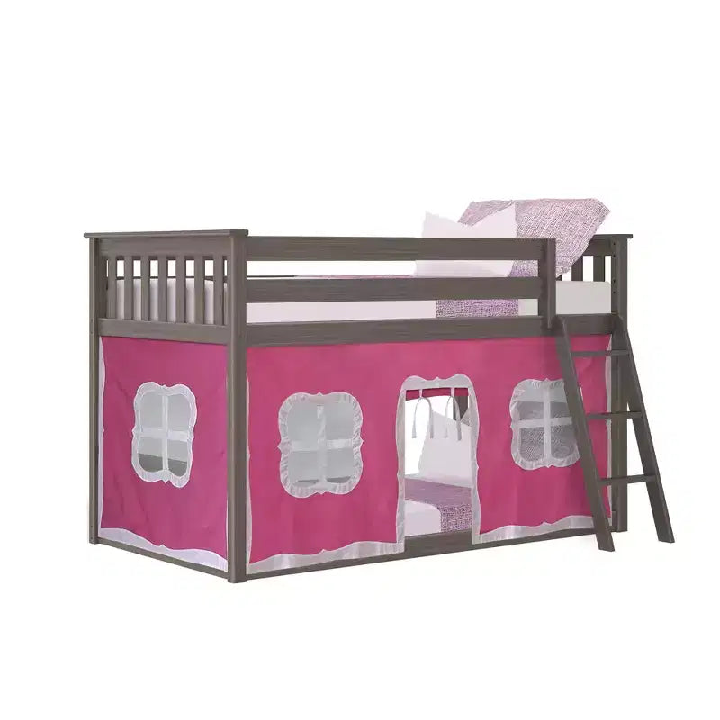 Litera baja individual sobre individual Max & Lily con cortinas