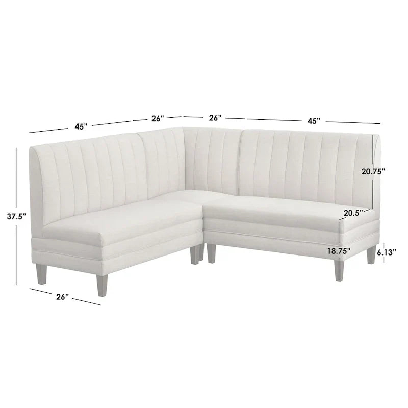 Lifestorey Kerrington 3-delige gestoffeerde banquette-set met geribbelde rugleuning