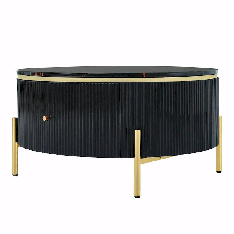 31.5 Modern Round Coffee Table with Large Drawer Storage
