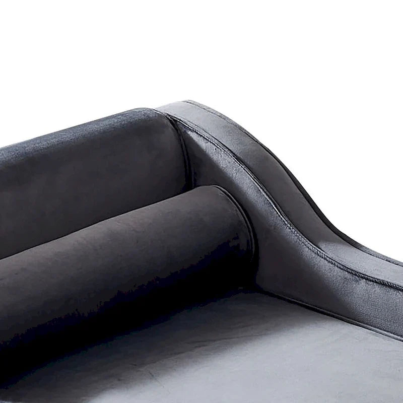French Elegant Velvet Upholstered Storage Chaise Lounge Chair with a Pillow