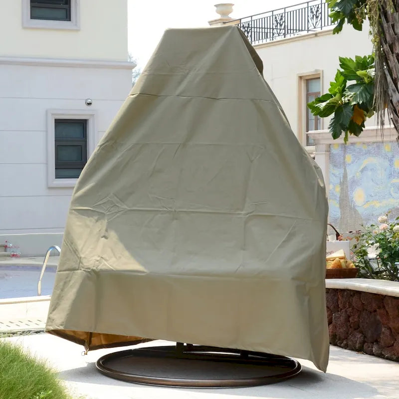 LeisureMod hängender Doppelsitz-Eierstuhl mit Gestell – Outdoor-/Indoor-Hängesessel aus Rattan-Geflecht für Terrasse, Schaukel und Hängeliege mit Polstern