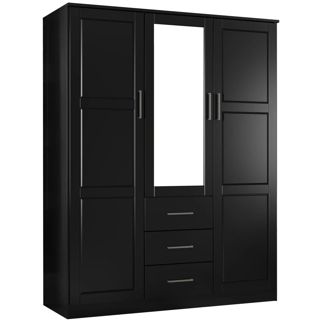 Palace Imports Cosmo 3-türiger Kleiderschrank aus 100 % Massivholz mit Türen aus Massivholz oder Spiegelglas