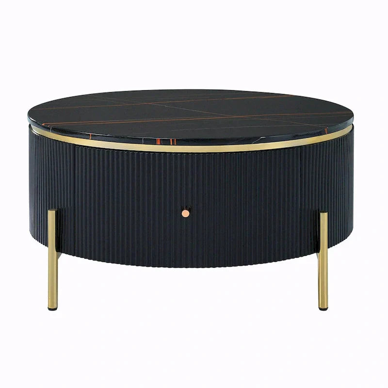 31.5 Modern Round Coffee Table with Large Drawer Storage