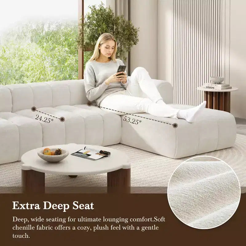 Christopher Knight Home Keri 122 Modern L-Shaped High-Density Foam Sectional Sofa with Low Backrest