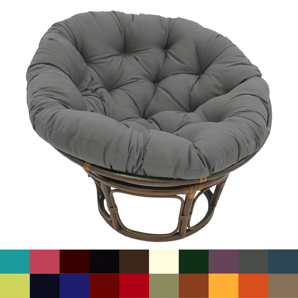 Fauteuil papasan Bali en rotin de 42 pouces avec coussin en sergé