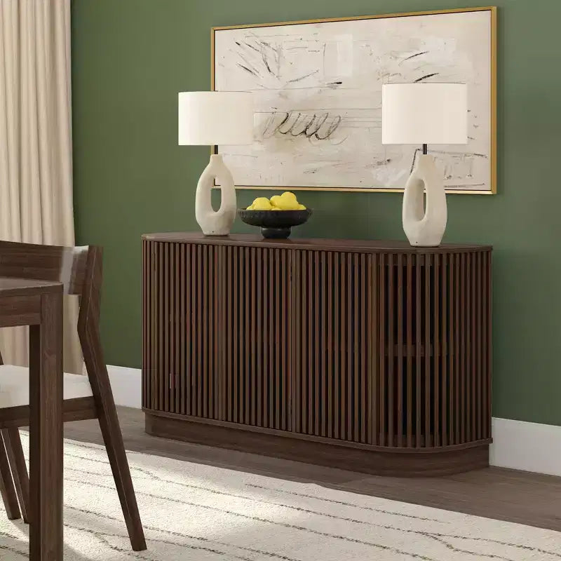 Buffet en bois massif Plank+Beam Contour avec 3 portes, meuble TV de 59 po pour salon