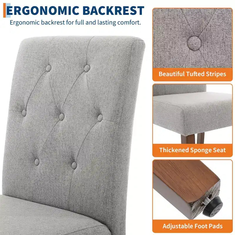 Juego de 6/4 sillas de comedor Parsons con capitonado de botones, sillas de cocina de tela tapizada con patas de madera y asientos acolchados, muebles para salón y cocina