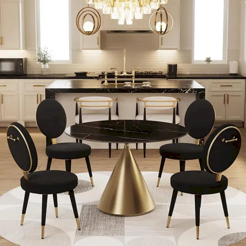 Set Morden Fort moderno e lussuoso composto da tavolo da pranzo rotondo e 4 sedie