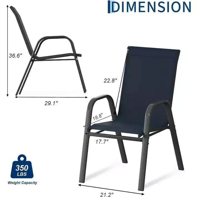 Patio Chairs,Outdoor Stackable Dining Chairs Set of 4/6 All Weather Lightweight Textilene Outdoor Chair Sets with Armrests for Backyard,Pool Deck