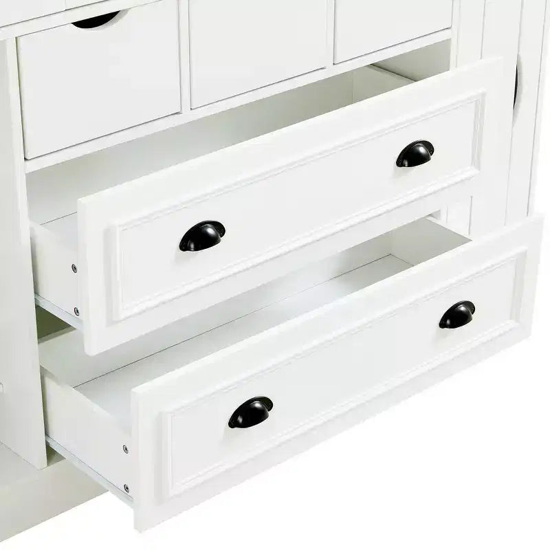 Despensa de cocina independiente Whisen de 71'' de altura, armario grande de almacenamiento para comedor con aparador, 4 puertas plegables, estantes y botelleros