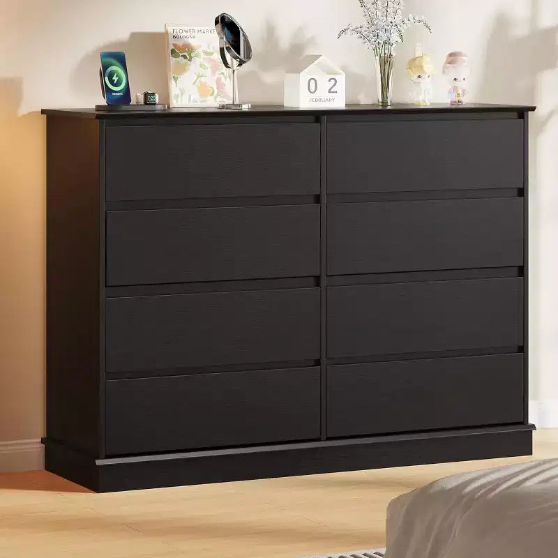 Armoire de rangement à 8 tiroirs, commode avec tiroirs profonds, grand placard à dessus large pour salon, couloir, chambre d'enfant