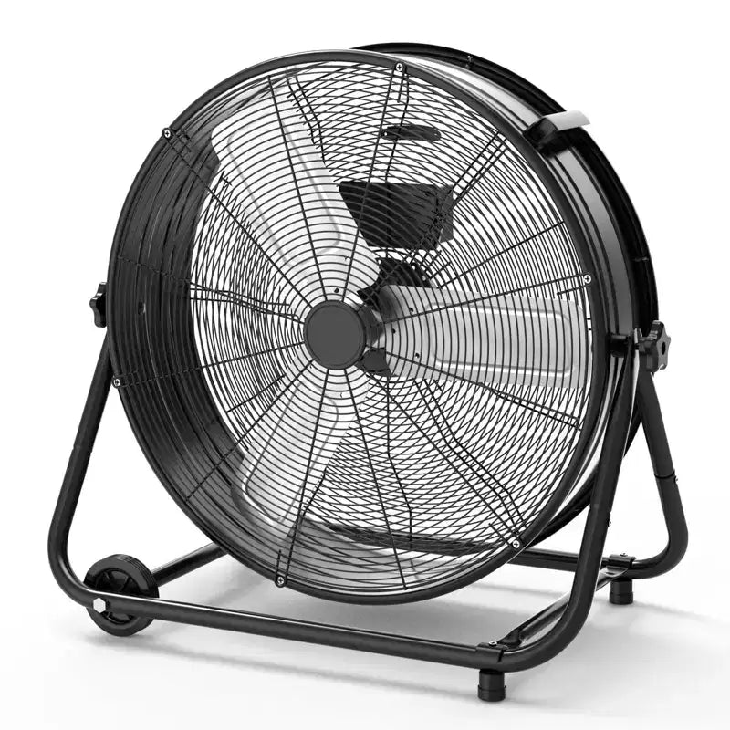 Álló ventilátor, ipari ventilátor – 24 hüvelykes nagy teljesítményű dobfan 4 sebességfokozattal, fém légkeringető raktárba, műhelybe, garázsba, gyárba és pincébe