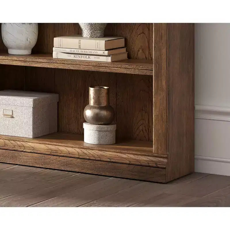 94 Traditional Tall Wood Bookcase with Storage Stratton Collection Brown - Martin Furniture