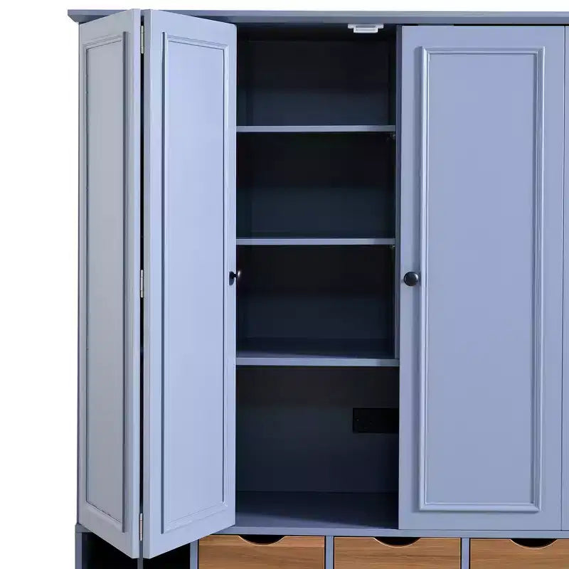 Despensa de cocina independiente Whisen de 71'' de altura, armario grande de almacenamiento para comedor con aparador, 4 puertas plegables, estantes y botelleros