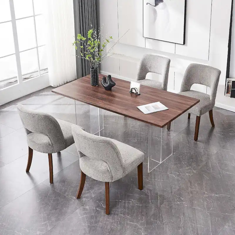 Set of 4 Fabric-upholstered Dining Chairs