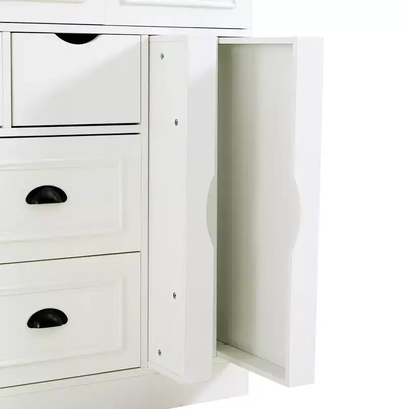Despensa de cocina independiente Whisen de 71'' de altura, armario grande de almacenamiento para comedor con aparador, 4 puertas plegables, estantes y botelleros