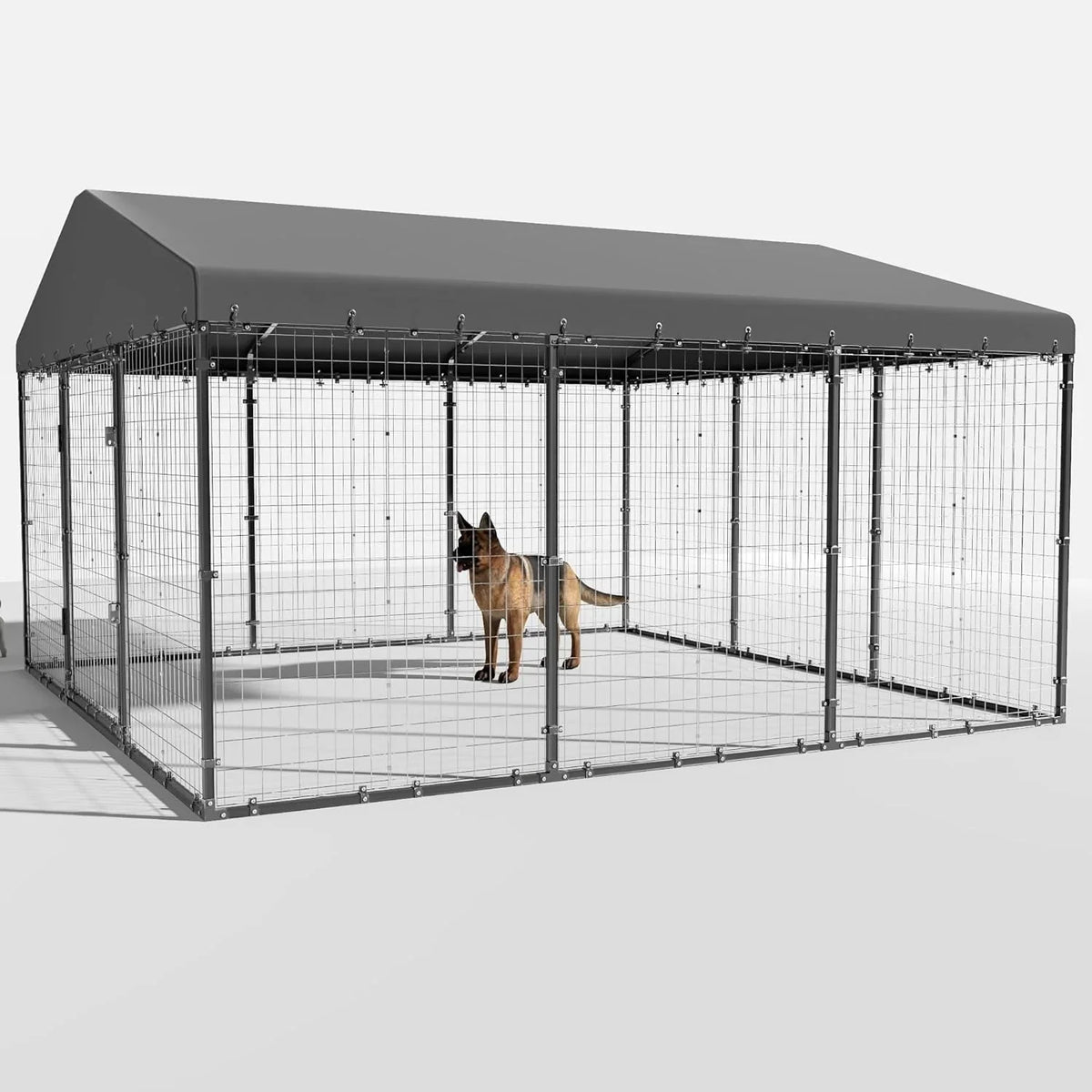 W 118 x D 118 x H 70 Büyük açık hava köpek kulübesi, su geçirmez çatılı ağır hizmet tipi köpek kafesi muhafazası