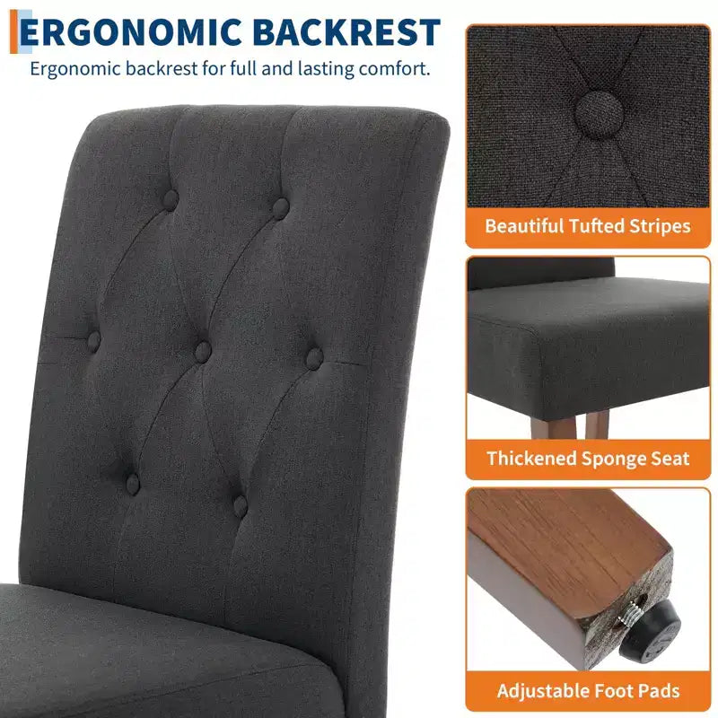 Juego de 6/4 sillas de comedor Parsons con capitonado de botones, sillas de cocina de tela tapizada con patas de madera y asientos acolchados, muebles para salón y cocina