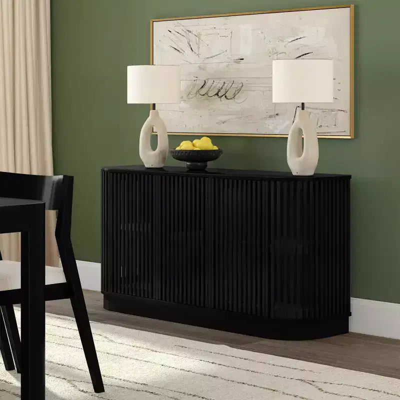 Buffet en bois massif Plank+Beam Contour avec 3 portes, meuble TV de 59 po pour salon