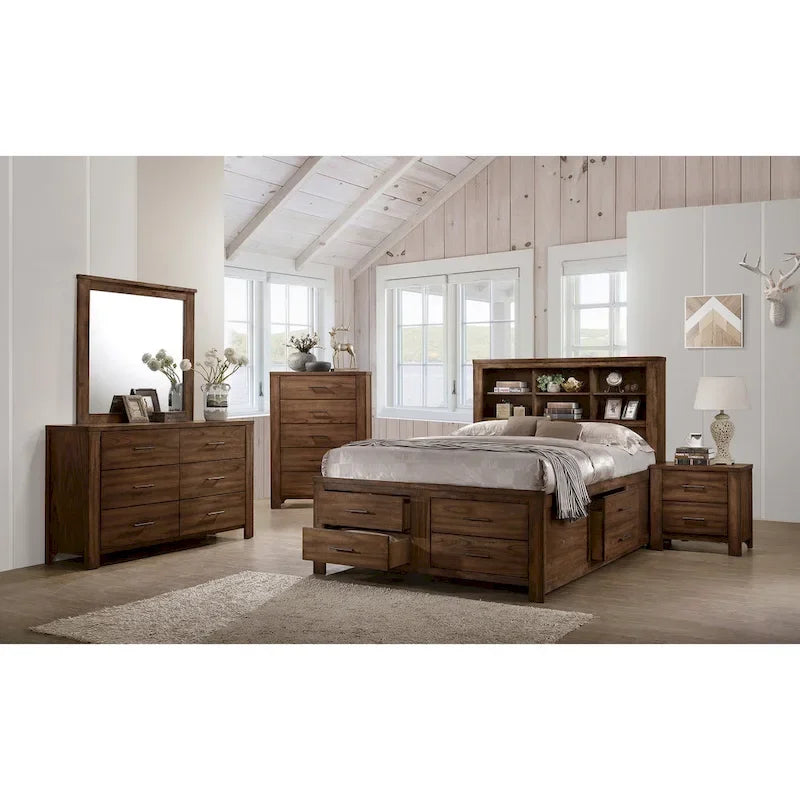Bett mit 6 Schubladen unter dem Bett, Walnuss