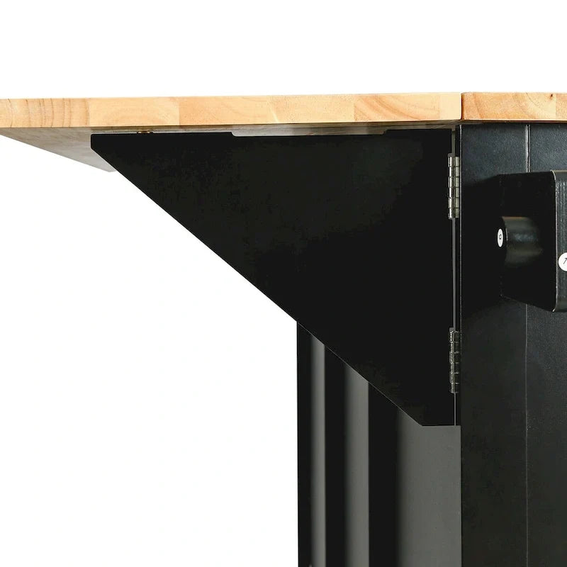 Kitchen Cart With Rubber Wood Drop-Leaf Countertop