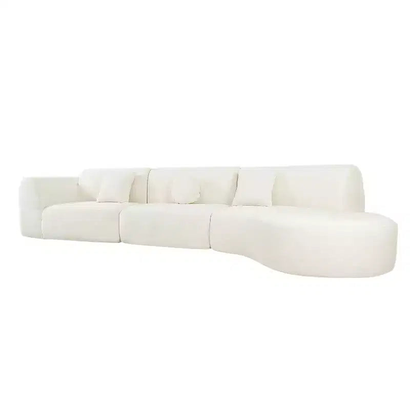 140-Inch Modern Curved Sectional Sofa with Chaise Lounge, 3-Piece Set, for Living Room