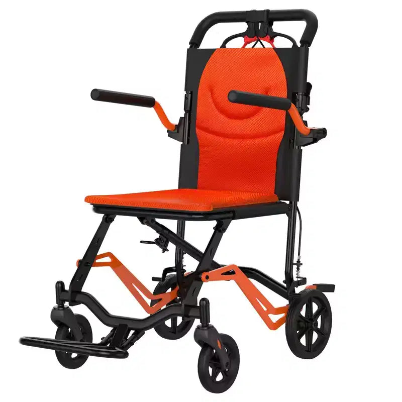 Ultra Lightweight Folding Transport Wheelchair, Supports 220 lbs, 18 lbs Aluminum Frame, 16.2 Seat, Removable Armrests & Footrests,Locking Handbrake