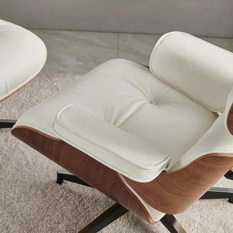 Fauteuil inclinable de salon moderne en cuir, style milieu du siècle