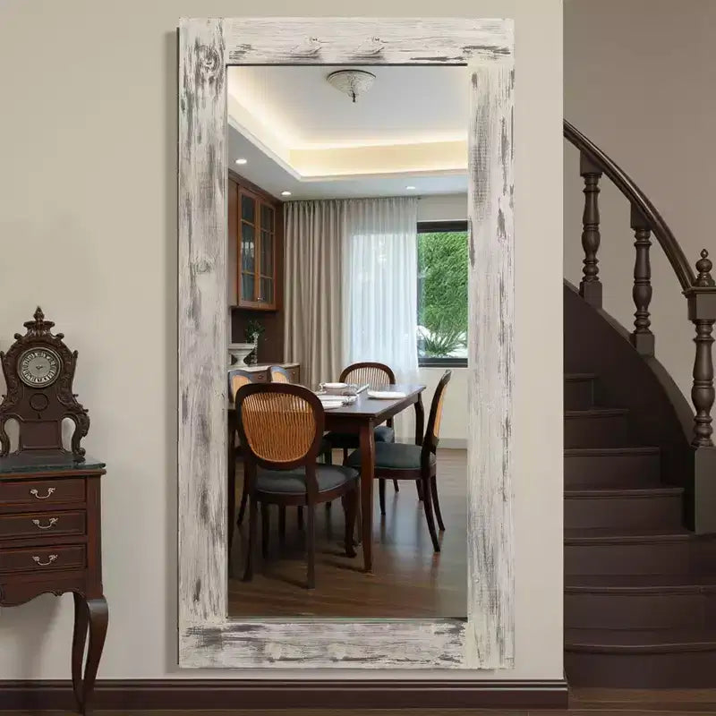 71x31 inch Solid Wood Right Angled Rectangular Used Brown Full-length Mirror (without Bracket)