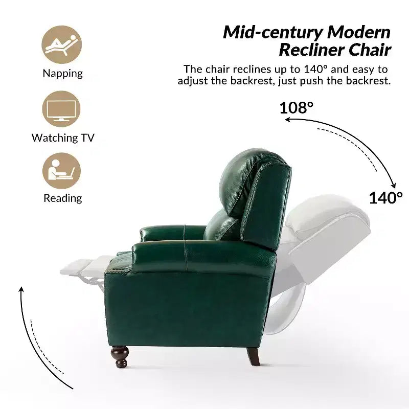 Set aus 2 modernen Elisabete-Sesseln mit hoher Rückenlehne aus echtem Leder und Vintage-Nagelkopfbesatz für Wohnzimmer und Schlafzimmer| ART OF LIVING DESIGNS