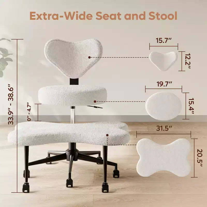Sedia da ufficio ergonomica Pinmoco Criss Cross, sedia da meditazione regolabile in altezza, girevole a 360°, supporto lombare, sedia da lavoro e da ufficio, sedia per ADHD