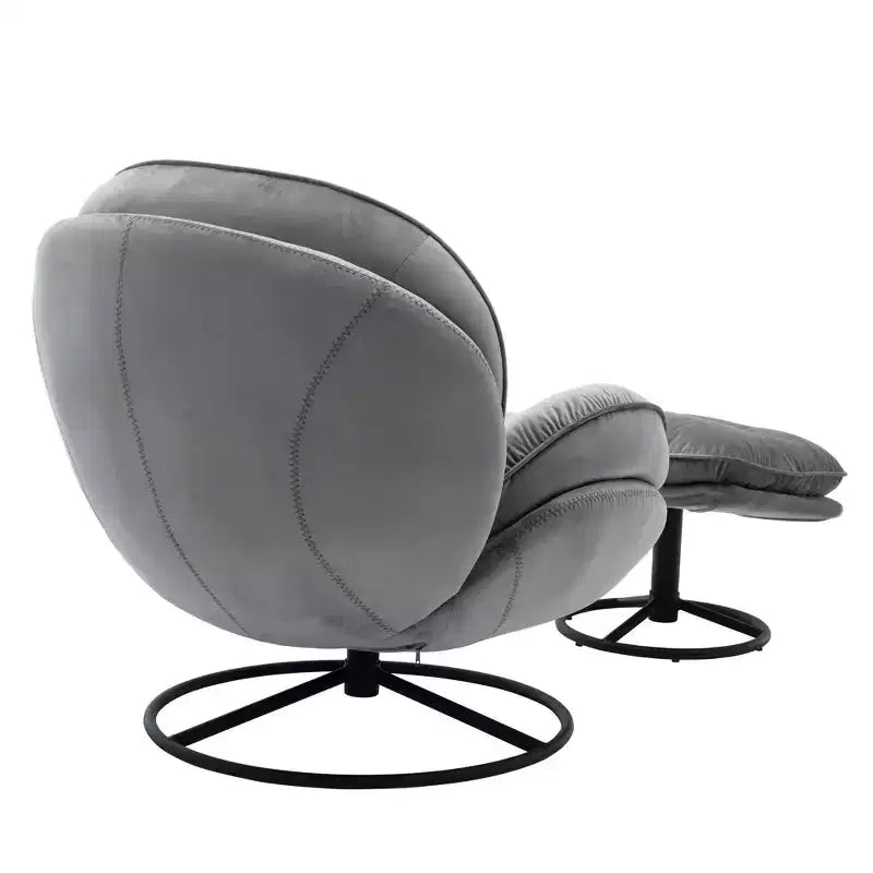 Okak Samt-Sessel mit Hocker, moderner armloser Wohnzimmersessel im Mid-Century-Stil, weicher und bequemer Sessel zum Fernsehen und Spielen