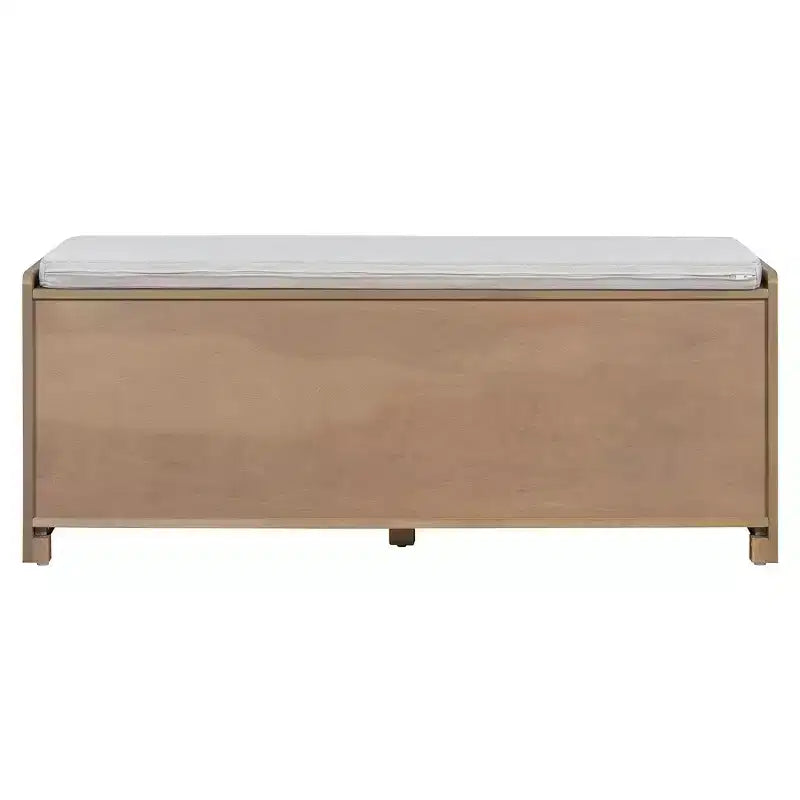 Whisen Rustic Wood Storage Bench, Entryway Shoe Bench with Removable Cushion, Adjustable Shelves