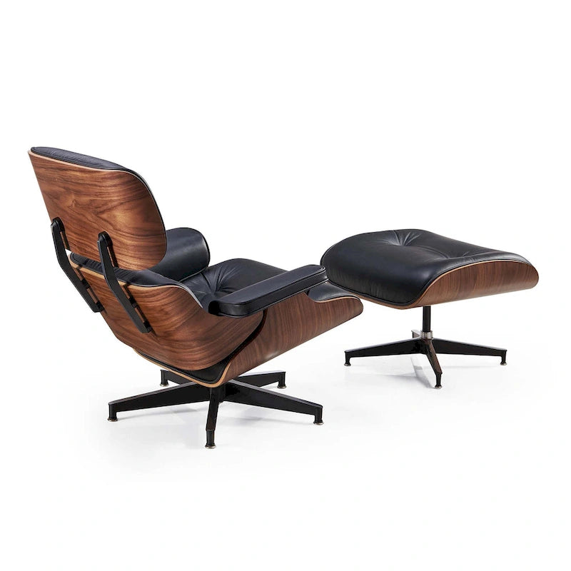 Fauteuil inclinable de salon moderne en cuir, style milieu du siècle