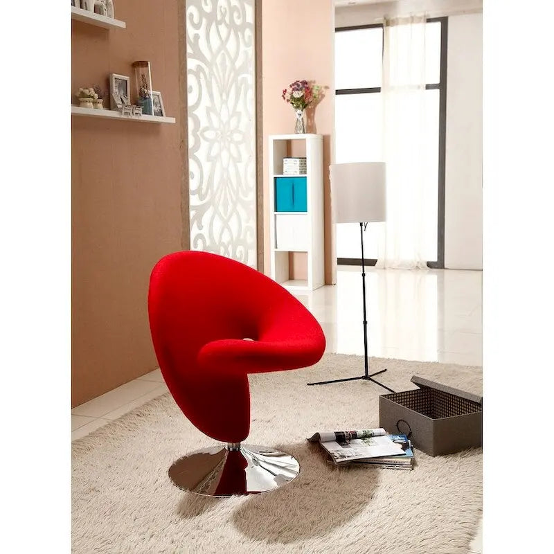 Poltrona girevole d'accento Manhattan Comfort Curl in misto lana e cromo (set da 2)