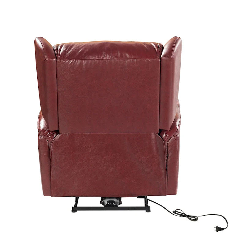 Genuine Leather Power Recliner with USB Port 鈥?Wingback Nailhead Set of 2