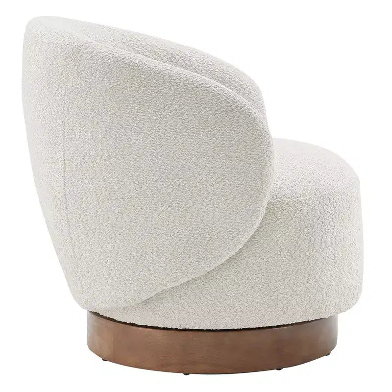 Poltrona barrel girevole imbottita d'accento Spruce&Spring con base in legno
